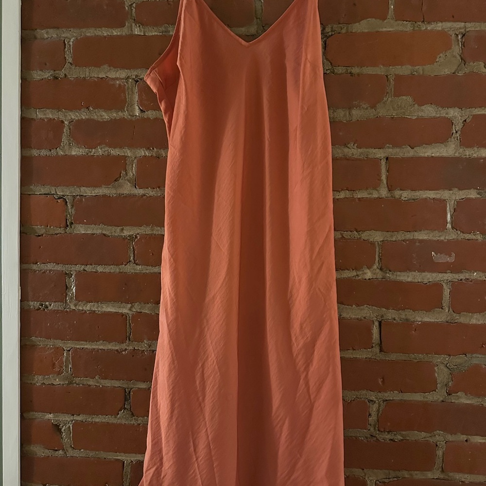 Satin Coral Sleeveless Dress
